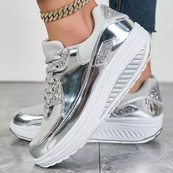 2025 Shake sole gold mirror яркая сетчатая повседневная спортивная обувь для отдыха на природе обувь большого размера 36 золотой