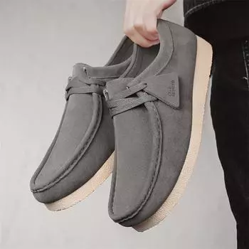 2025 spring and summer frosted leather snail shoes Internet celebrity explosion soft-soled casual leather shoes one pedal Doudou shoes men s shoes 39 чёрный