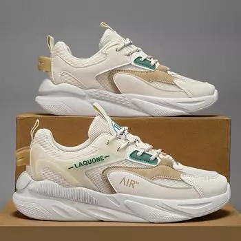 2025 spring and summer mesh new breathable mesh shoes casual shoes men s shoes simple 100 + platform running non-slip sneakers 39 бежевый