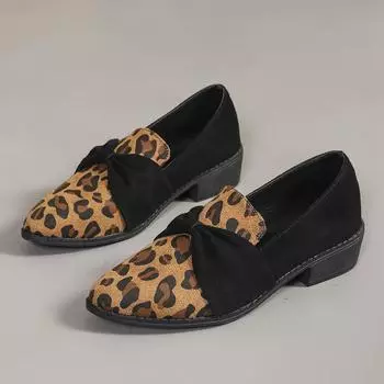 2025 spring and summer new leopard print flat-soled shoes fashionable pointed light mouth leopard print casual women s shoes 36