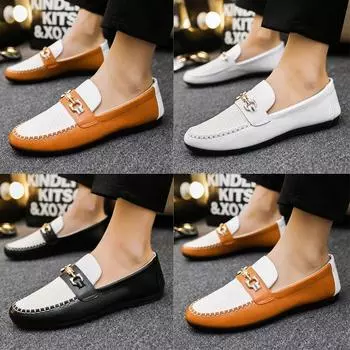 2025 Spring Autumn New Men s Sports Shoes Fashion anti-slip sneakers Casual PU Leather Business Shoes Versatile Work Shoes 39 белый