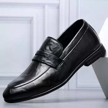 2025 spring high-end men s small leather shoes Korean version of versatile casual one-pedal leather shoes men s soft-soled loafers tide 38