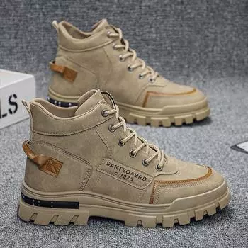 2025 Spring Men s British Style Martin Boots - Trendy Korean Fashion Hiking Shoes 42 серый