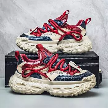 2025 spring men s shoes platform heightening car tire sole dad sports shoes Korean version coconut personality Internet celebrity casual shoes 39 бежевый