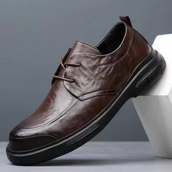 2025 spring new leather men s shoes breathable business dress leather shoes men s trend versatile round head casual shoes men 38