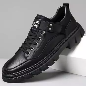 2025 spring new men s casual leather shoes driving shoes genuine leather British retro business tooling versatile board shoes men 38