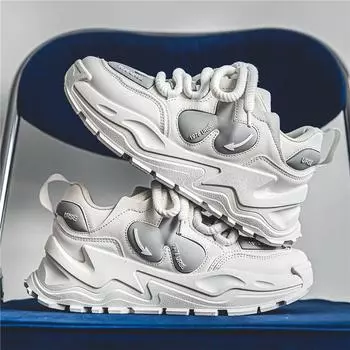 2025 spring new men s platform dad shoes low-top leather surface Hong Kong style niche shoes sports live broadcast versatile men s shoes 39