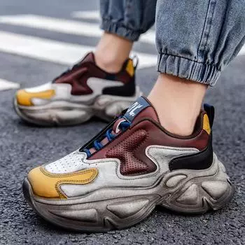 2025 Spring New Men s Trendy Single Shoes, Casual Sports Versatile, Hong Kong Style Men s Thick Soled Shoes 40 чёрный