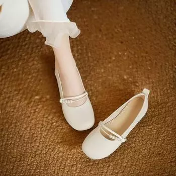 2025 spring new shallow mouth flat bottom evening shoes gentle wind with skirt fairy wind French versatile temperament single shoes women 35