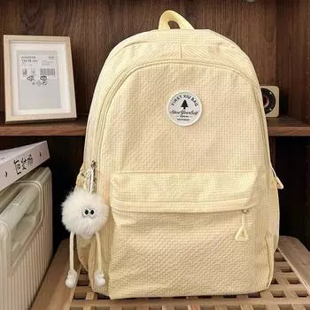 2025 Student Schoolbag Junior High School Student College Student Good-looking Lightweight School Backpack Backpack Travel Yellow and white elf