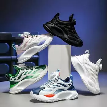 2025 students new running shoes popular foreign trade rotating buckle single shoes double net sports and leisure Shoes 28 белый