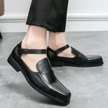 2025 summer breathable men s leather sandals size 38-46 men s European, American and Korean trendy leather shoes 38 чёрный