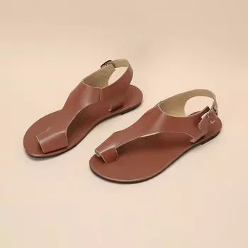 2025 summer flat bottom foreign trade simple sandals cover toe belt buckle foreign trade large size shoes 40-43 factory batch group buying 35 чёрный