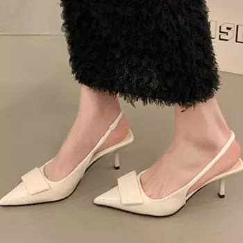2025 Summer High-heeled Women s Sandals Fashion Pointed Shoes Design Sexy Party Banquet Chaussure FemmeFemme 35 чёрный