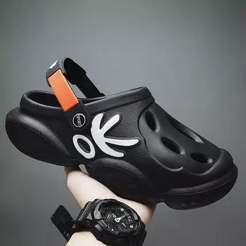 2025 summer new coconut hole shoes for men to wear outside, stepping on shit sandals, non-slip creek beach slippers for men 39 чёрный