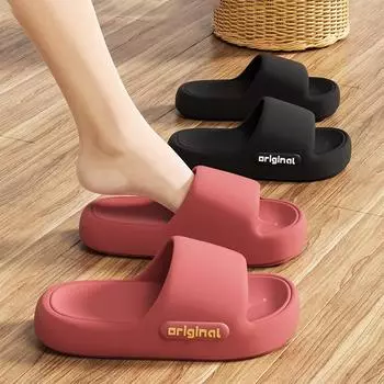 2025 Summer New EVA Couple Men s and Women s Trendy Cool Slippers for Casual Waterproof and Anti Slip Thick Bottom One Line Dragging Wholesale 36-37 красный