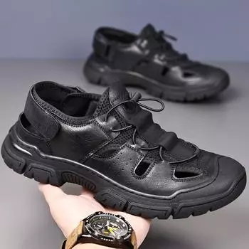 2025 summer new men s bag head sandals soft sole Vietnam Roman beach shoes breathable outdoor mesh casual shoes 38
