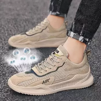 2025 summer new men s sports shoes, casual running shoes male students pigskin mesh breathable large size Shoes 39