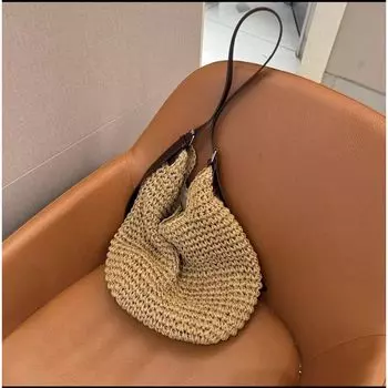 2025 Summer Popular Style Straw Bag Seaside Vacation Shoulder Messenger Bag Trendy Large Capacity Simple and Stylish Women s Bag Khaki
