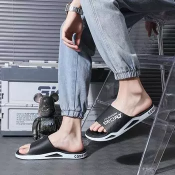2025 trendy drag men s shoes summer wear couple sports basketball slippers girls beach shoes sandals men s shoes 38-39 чёрный