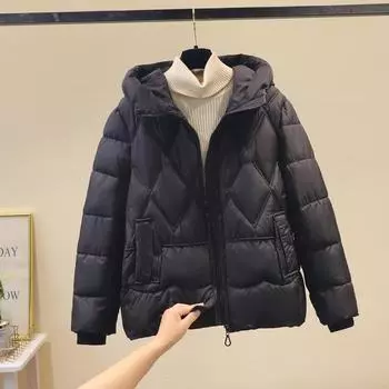 2025 winter new down cotton cotton jacket women s short cotton jacket Korean version of hooded padded jacket with bread jacket jacket M