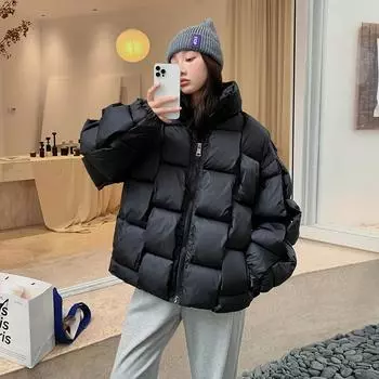2025 winter new Korean version loose three-dimensional woven fashion cotton jacket personality trend down padded jacket women s jacket M