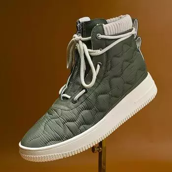 2025 Winter New Men s Boots Thick-soled Wear-resistant Men s Casual Shoes Breathable Male High-top Board Shoes Botas Para Hombre 39 армия зеленый