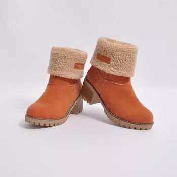 2025 winter new women s velvet warm two wear thick heel large size cotton shoes cotton boots snow boots 35 зелёный