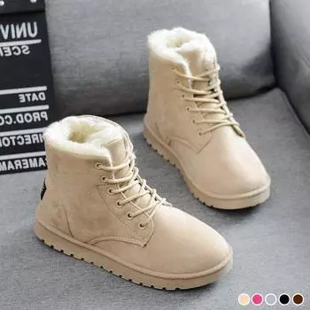 2025 Women s Winter Korean Flat-heeled Martin Snow Boots 36 коричневый