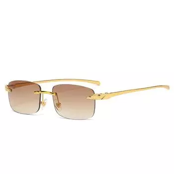2070 Leopard Head Frameless Sunglasses, Trimmed Glasses, Personalized Street Sunglasses