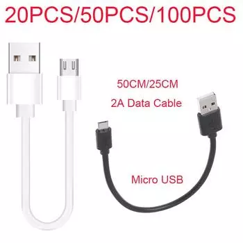 20-100 шт. короткий 25 см/50 см 2A Micro USB кабель для быстрой зарядки данных мобильный телефон шнур для зарядки Samsung Android быстрый шнур 0.25m