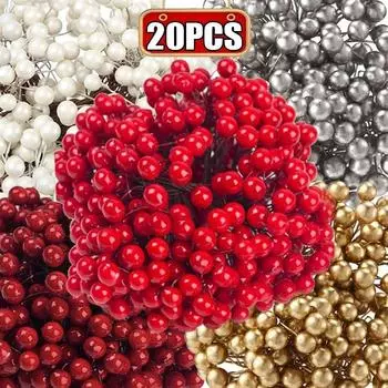 20/1 шт. Мини искусственные ягоды цветы разноцветные красные искусственные ягоды вишни тычинки для свадьбы Рождество Новый год вечеринка домашний декор 1PC