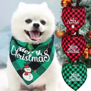 20/1PCS Christmas Pet Triangular Scarf Dog Bandanas Dog Drool Bib Cats Puppy Scarf Xmas Saliva Towel Grooming Pet Accessories 1PCS
