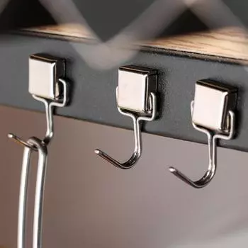 20/1Pcs Square Magnetic Hooks Multi-Purpose Strong Heavy Duty Metal Magnet Hanging Hook Home Kitchen Bathroom Organizer Holder