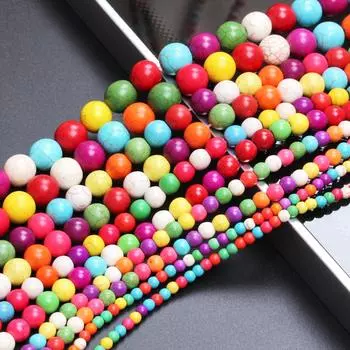 20-60Pcs 4/6/8/10/12mm Mixed Color Jewelry Making Necklace Bracelet DIY Material Turquoise Beads Random Color 4mm 60Pcs