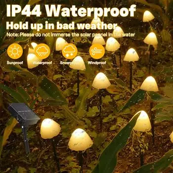 20 LED Solar String Lights Fairy Path Lawn Landscape Mushroom Lamp Outdoor Christmas Garden Patio Garland Street Decoration 5M 20LEDs теплый белый