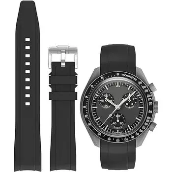 20 мм ремешок для часов силиконовый ремешок для Omega X Swatch MoonSwatch ремешок для часов Omega и Swatch ремешок резиновый ремешок для Omega Speedmaster Seiko SEIKO 20 мм чёрный