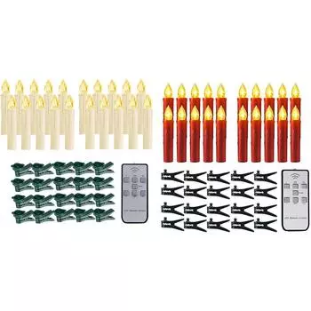 20 Pack Flickering Tea Light LED Flameless Candles Lights Remote Control Christmas Candles Lamp Timing for Home Party Decoration 20PCS