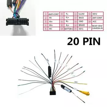 20 Pin Car Stereo Wiring Harness Connector Adapter For 2Din Dvd Android Power Cable Harness