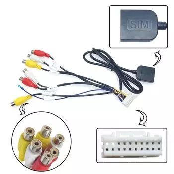20-pin Extended Interface RCA AUX-IN/OUT Cable With SIM Slot For Android Head Unit Stereo