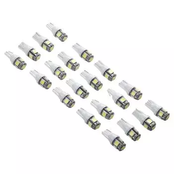 20 шт. 5050 5-SMD белый светодиодный фонарь для чтения номерного знака в салоне 6000K 5W автомобильный габаритный фонарь аксессуары для автомобильных ламп в салоне CHINA