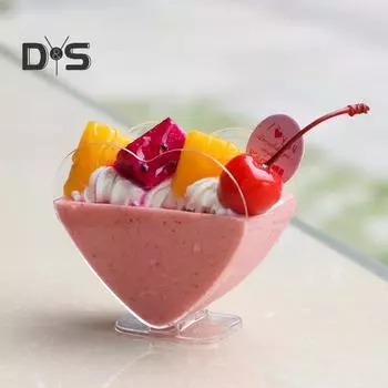 20 шт./компл. миска для десерта в форме сердца с широким отверстием, пластиковая мини-дегустационная чашка для парфе, сервировочная чашка для мусса, аксессуары для выпечки