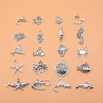 20 шт./компл., подвески с морскими животными, дельфинами, аксессуары для ювелирных изделий, кулон для сотового телефона ручной работы