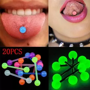 20Pcs/Set Luminous Ball Гибкая штанга для языка разноцветный
