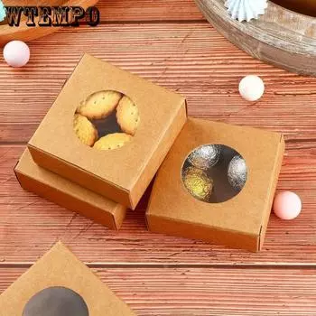 20 шт. Коробка из крафт-бумаги с прозрачным окном, самодельные коробки, упаковочные коробки для подарков, коробки для выпечки, печенья, тортов, коробки для конфет, подарочные коробки на день рождения 20pcs белый