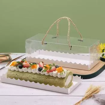 20 шт. коробок для тортов, ручные, легко собираемые, портативные, видимые, водонепроницаемые, маслостойкие, ПЭТ, прозрачные, прямоугольные коробки для хлеба, поставки в ресторан белый