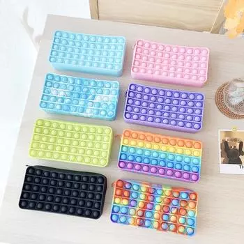 20 см пенал Push Bubble Toy Pop It Autism Squishy Stress Reliance Toys Обучающий пенал Антистресс Непоседа игрушки Подарки 18.5*9.5*4cm розовый