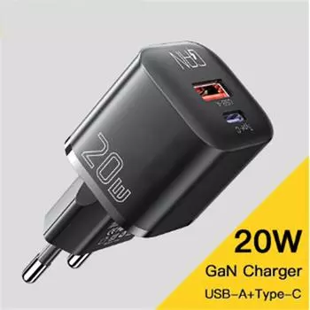 20 Вт GaN USB Type C зарядное устройство PD быстрая зарядка телефона QC 3.0 быстрые зарядные устройства для iPhone 16 15 14 13 12 11 Pro Max Mini iPad зарядка EU Plug белый
