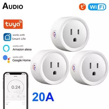 20a Tuya Wi-Fi умная розетка Us беспроводная розетка с таймером монитора мощности Smart Life управление приложением работает с Google Home Alexa 1PC
