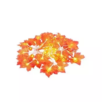 20ft 40 LED Maple Leaf Light String Halloween Thanksgiving Garden Party Decoration Lights Hold On And Flashing One Size